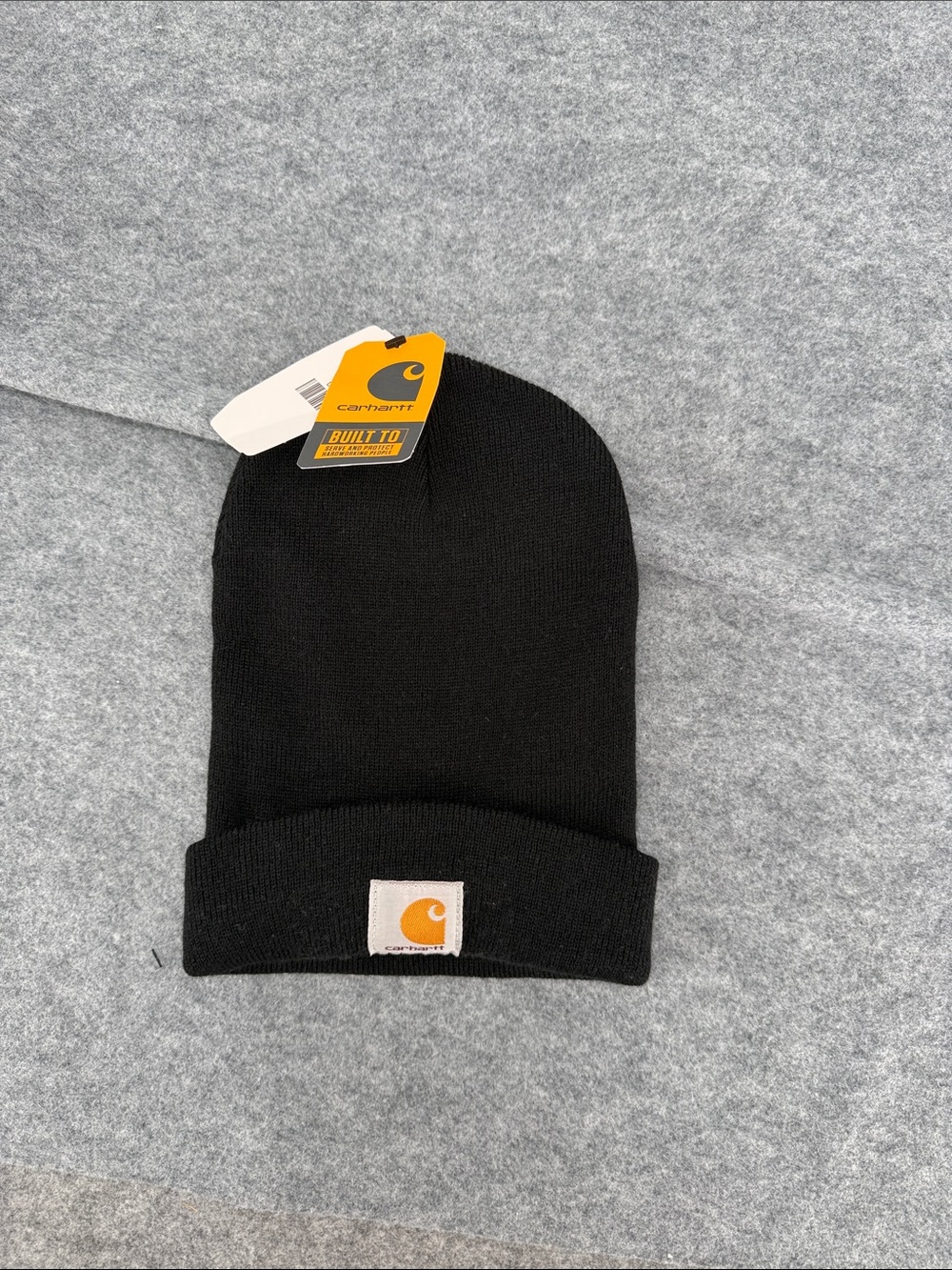 Carhartt Black Knit Cuffed Beanie with Logo Patch NWT One size